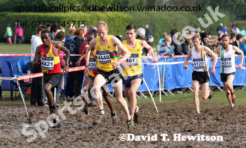 Dan Garbutt (North East) fights his way through the mud during the senior mens Inter Counties Cross Country, Cofton Park, Birmingham. Photo: David T. Hewitson/Sports for All Pics